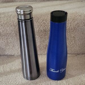 Stainless Steel and Blue Insulated Bottles Set